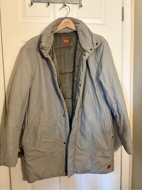 Hugo Boss Light Gray Men's Quilted Puffer Coat